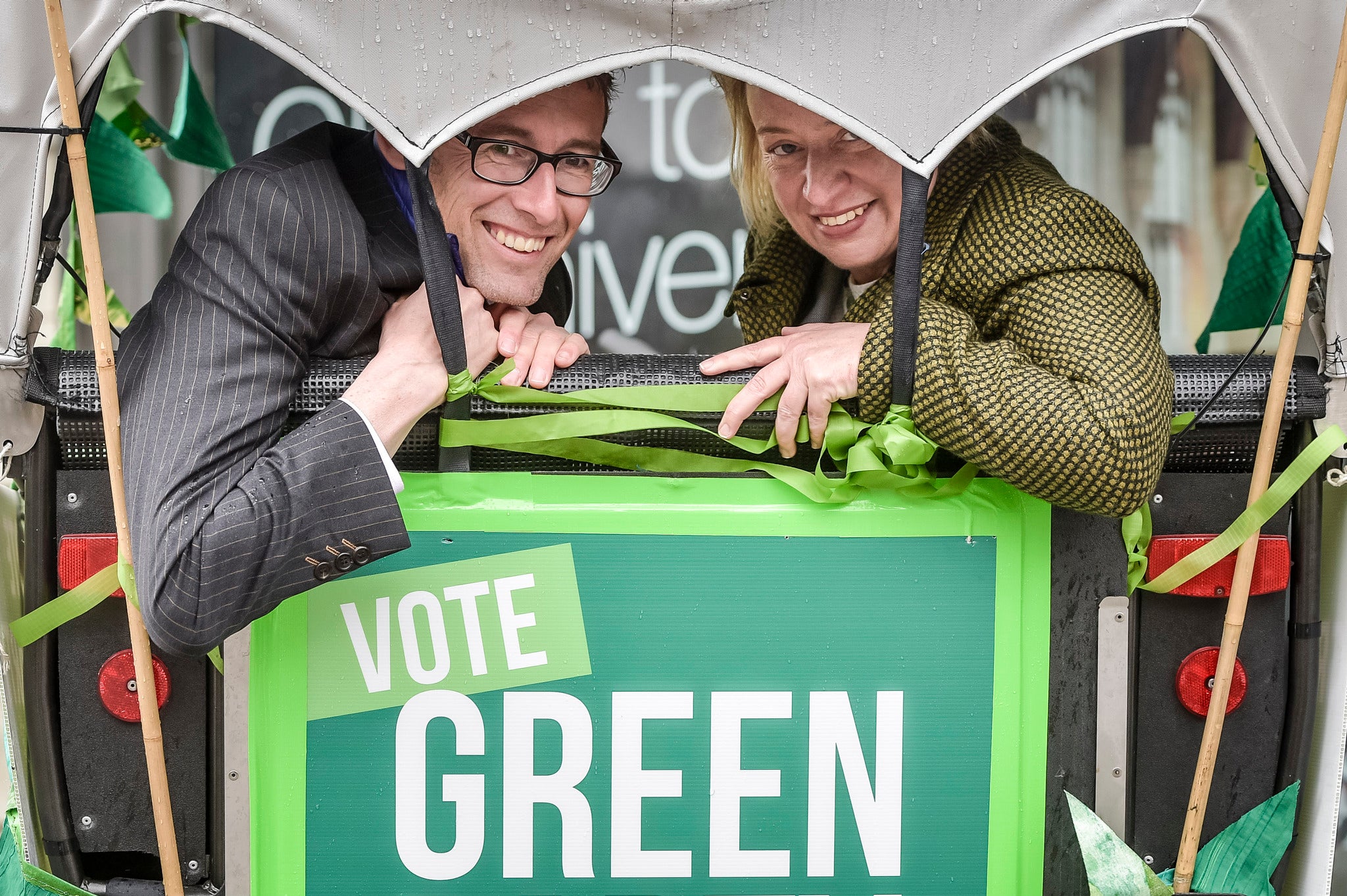 Natalie Bennett campaigns with Darren Hall, Green candidate for the party's target seat Bristol West