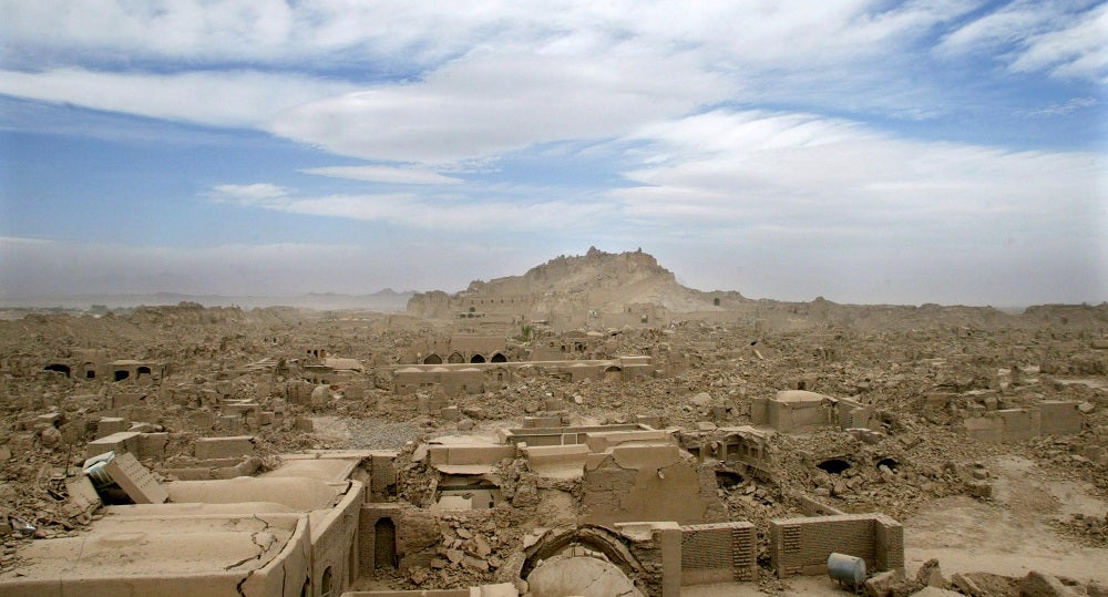 An earthquake flattened Bam in Iran in 2003