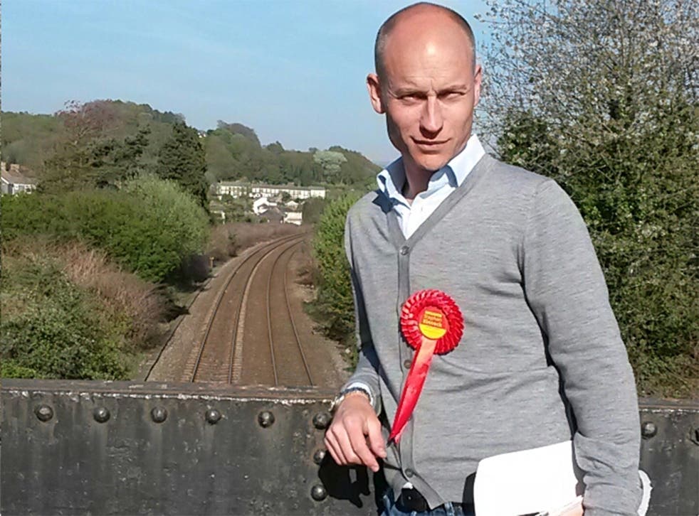 Stephen Kinnock, son of the former Labour leader Neil Kinnock, on the campaign trail in Skewen, South Wales