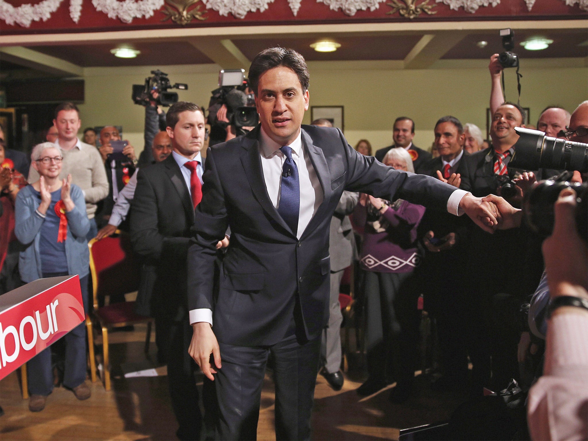 Ed Miliband at a rally in Colne on Wednesday