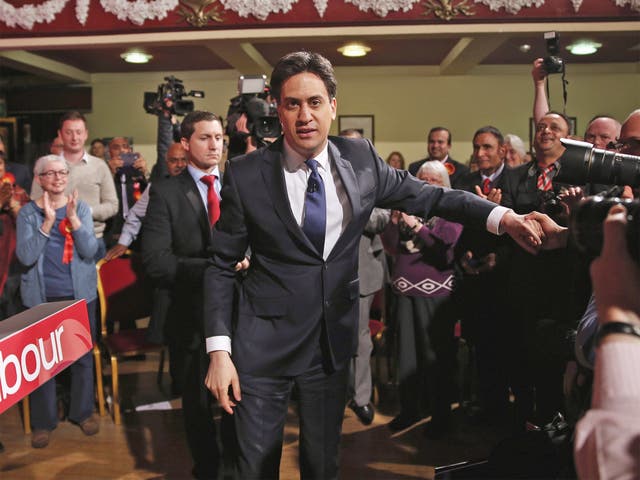 Ed Miliband at a rally in Colne on Wednesday
