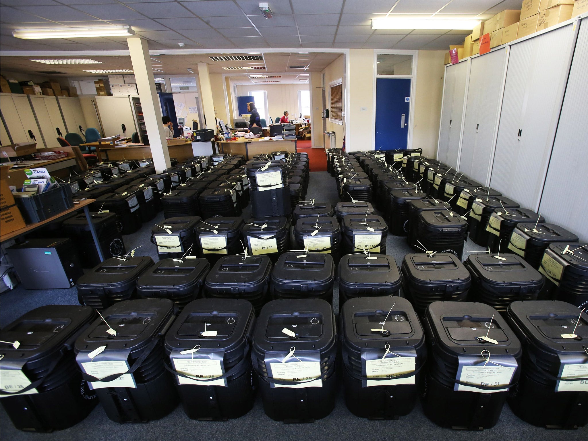Ballot boxes ready for delivery to polling stations