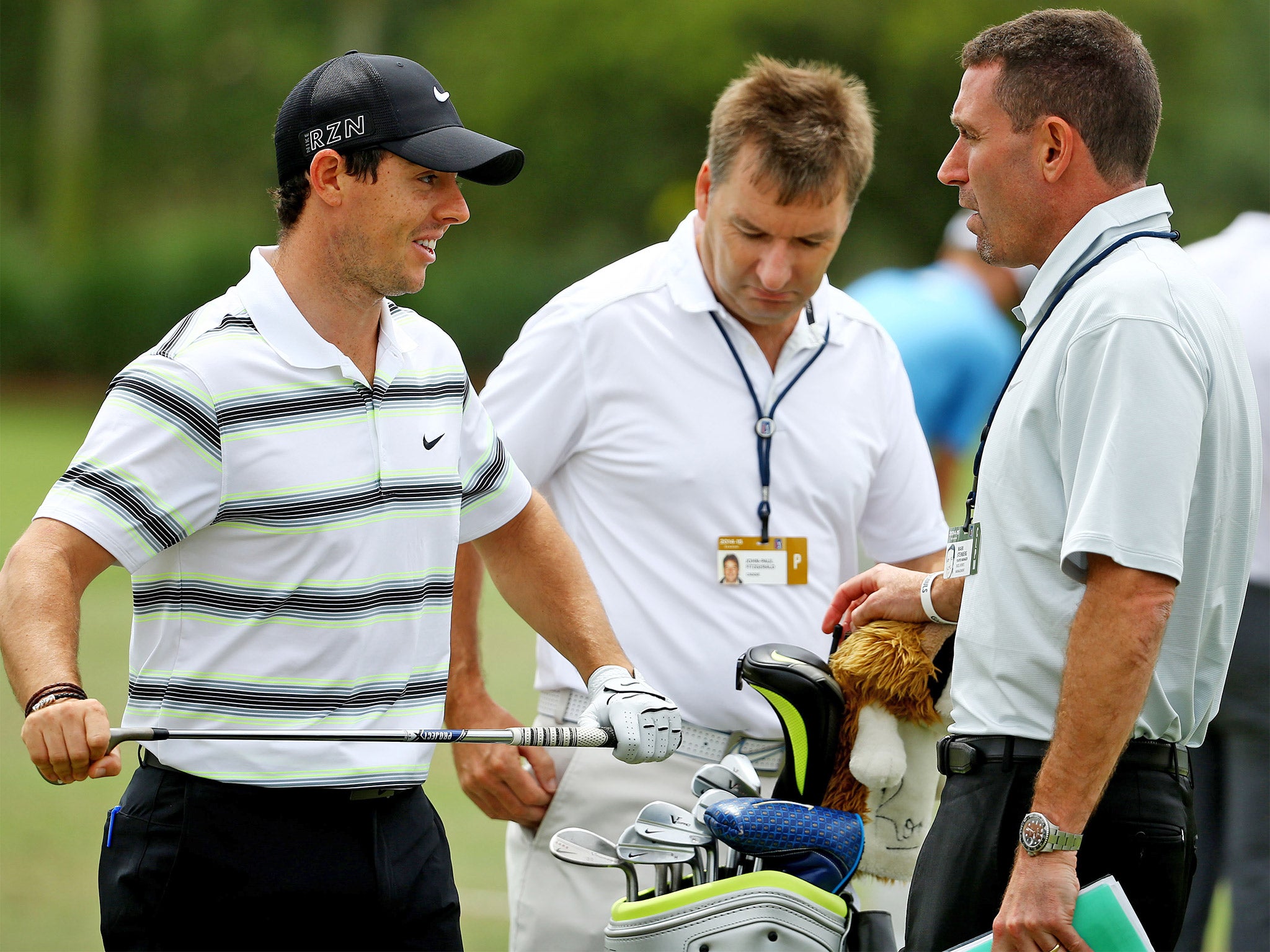 Rory McIlroy in discussion with Tiger Woods’ agent, Mark Steinberg