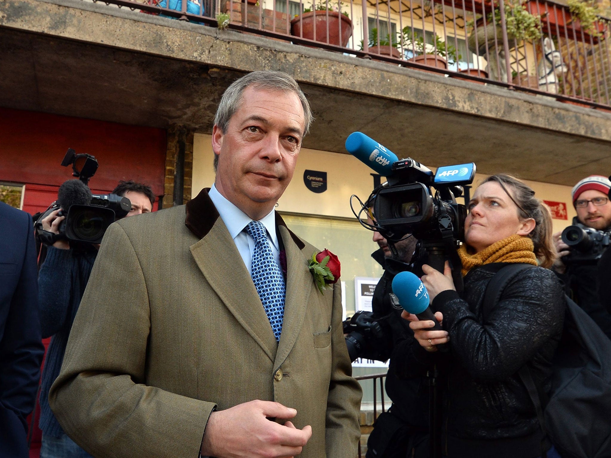 Ukip leader Nigel Farage leaves a polling station in Ramsgate, Kent, Britain