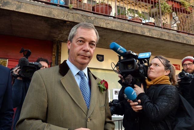 Ukip leader Nigel Farage leaves a polling station in Ramsgate, Kent, Britain