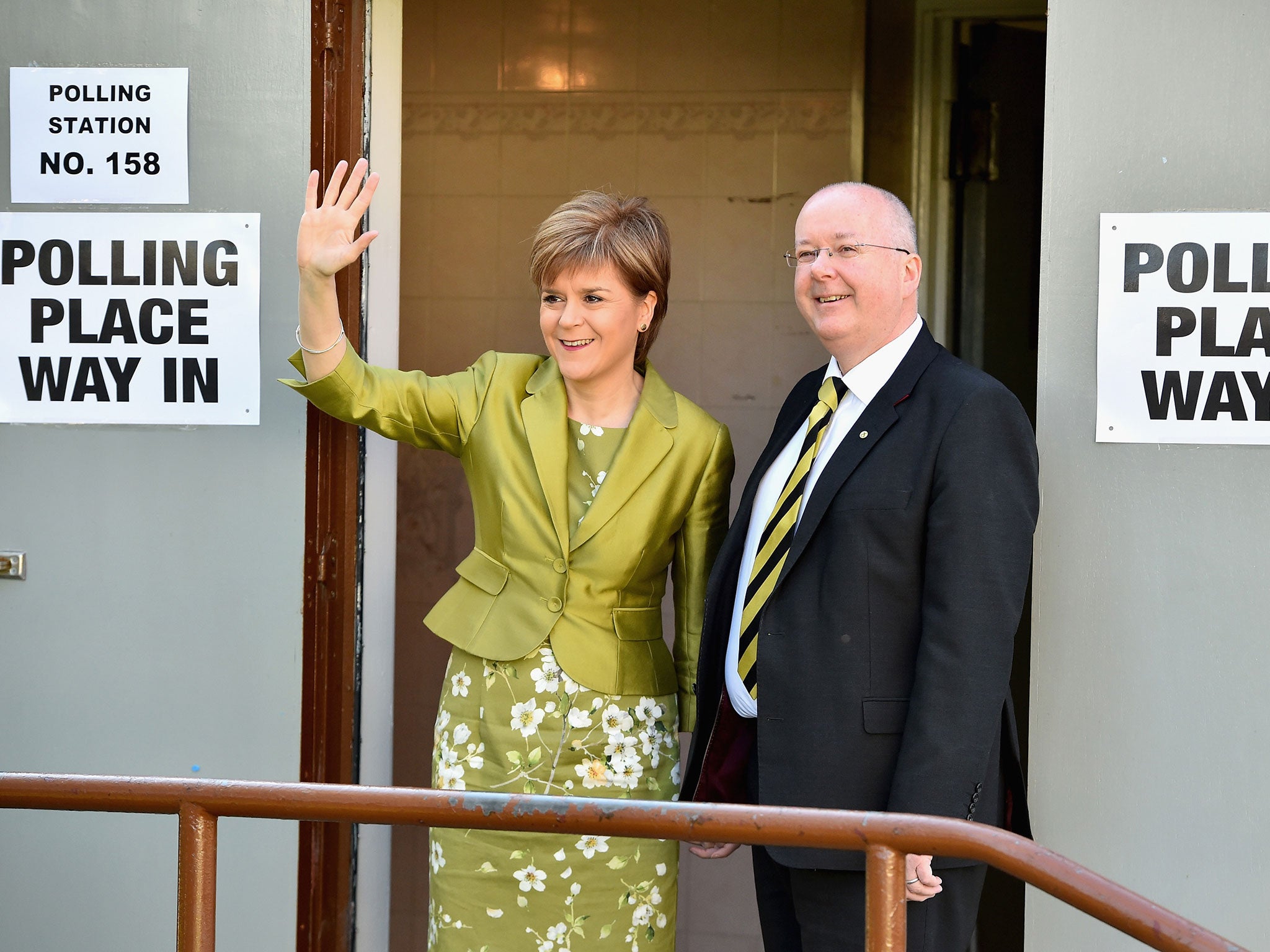 First Minister of Scotland and leader of the SNP Nicola Sturgeon, votes with her husband Peter Murrell in Glasgow, Scotland