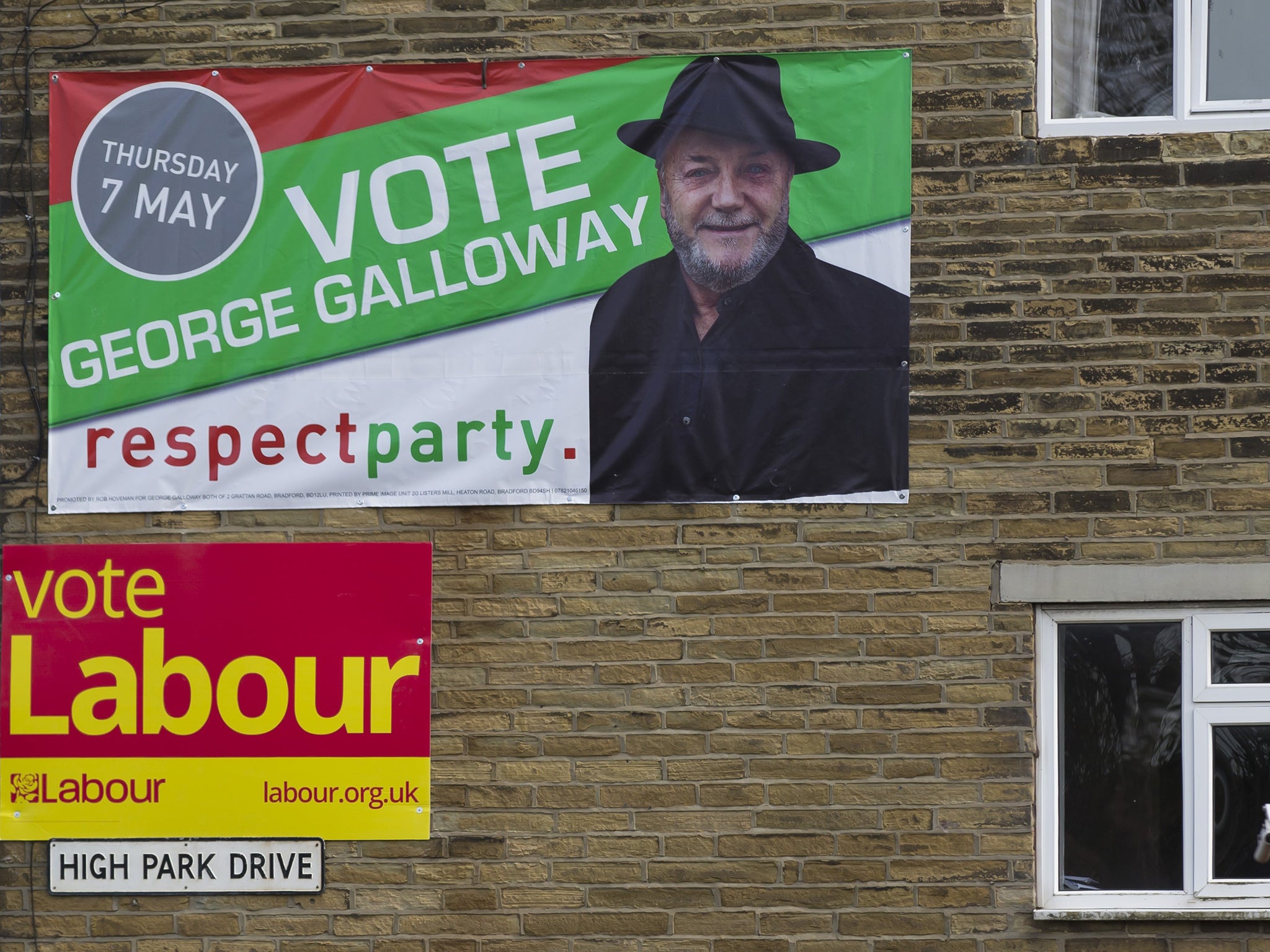 A Labour Party poster and a Respect Party poster in Bradford West