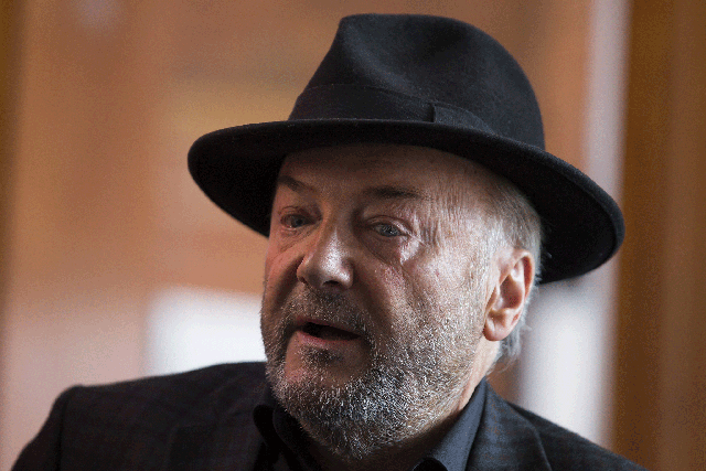 George Galloway speaks during an interview at his offices in the constituency of Bradford West, in Bradford, England, on 22 April, 2015