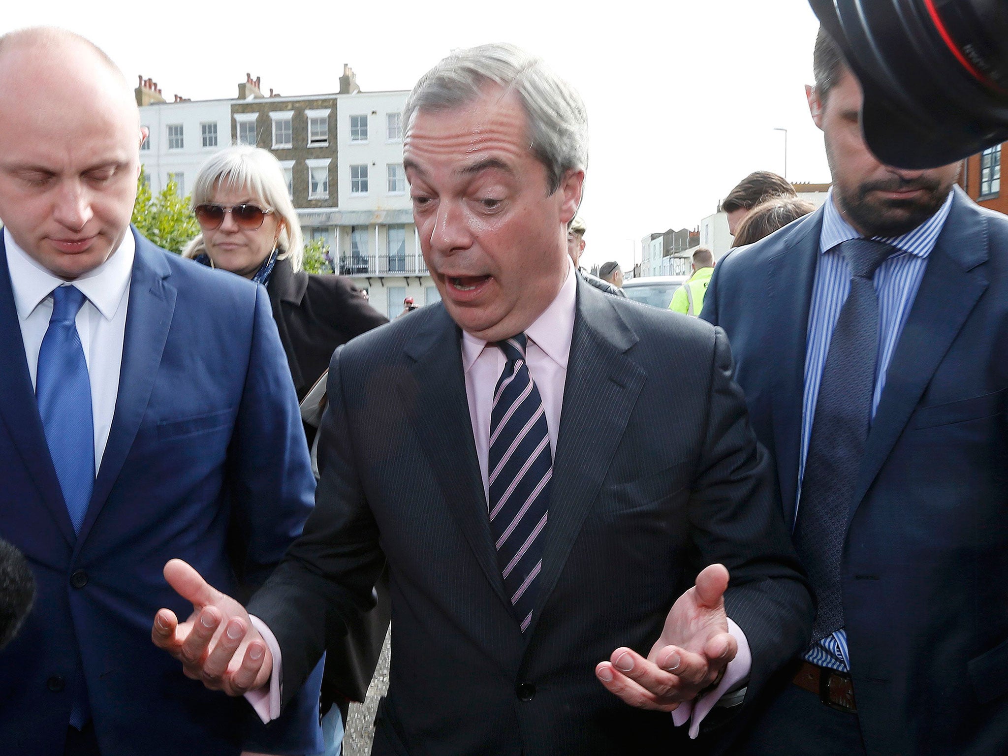 Nigel Farage, leader of the United Kingdom Independence Party (UKIP) arrives at Winter Gardens in Margate