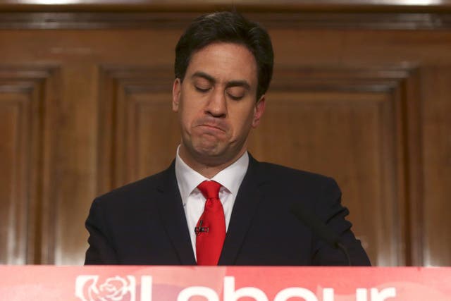 Labour Party leader Ed Miliband announces his resignation as leader at a news conference in London   