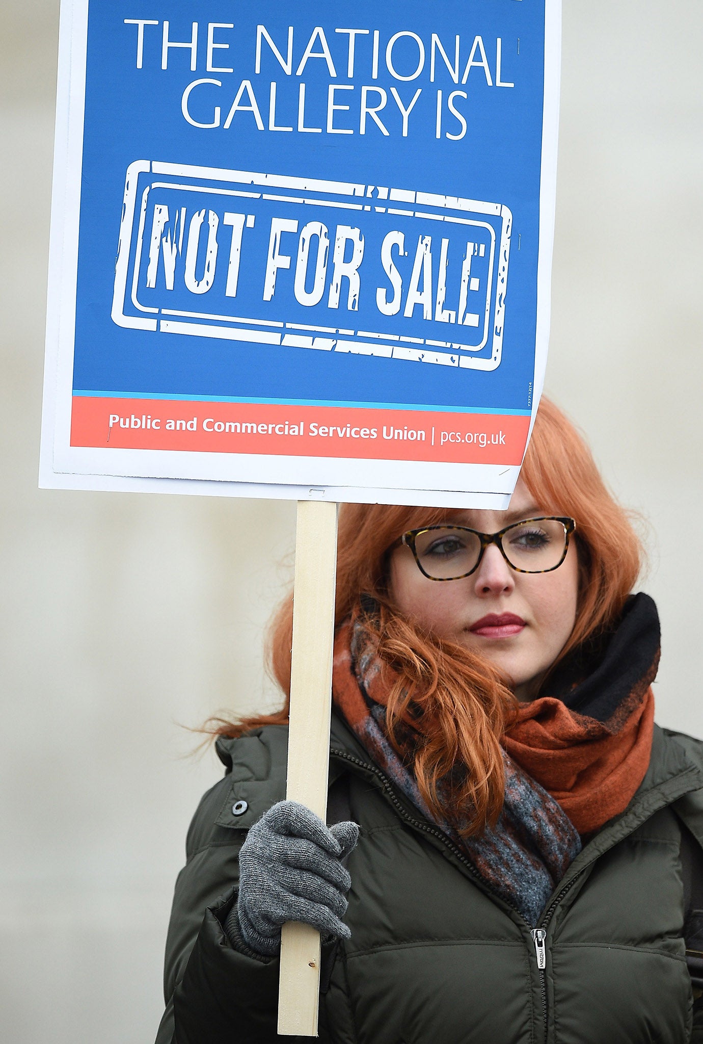 A protesters outside the National Gallery in London