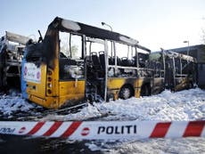 Four Danish buses torched and daubed with 'anti-Israel' graffiti