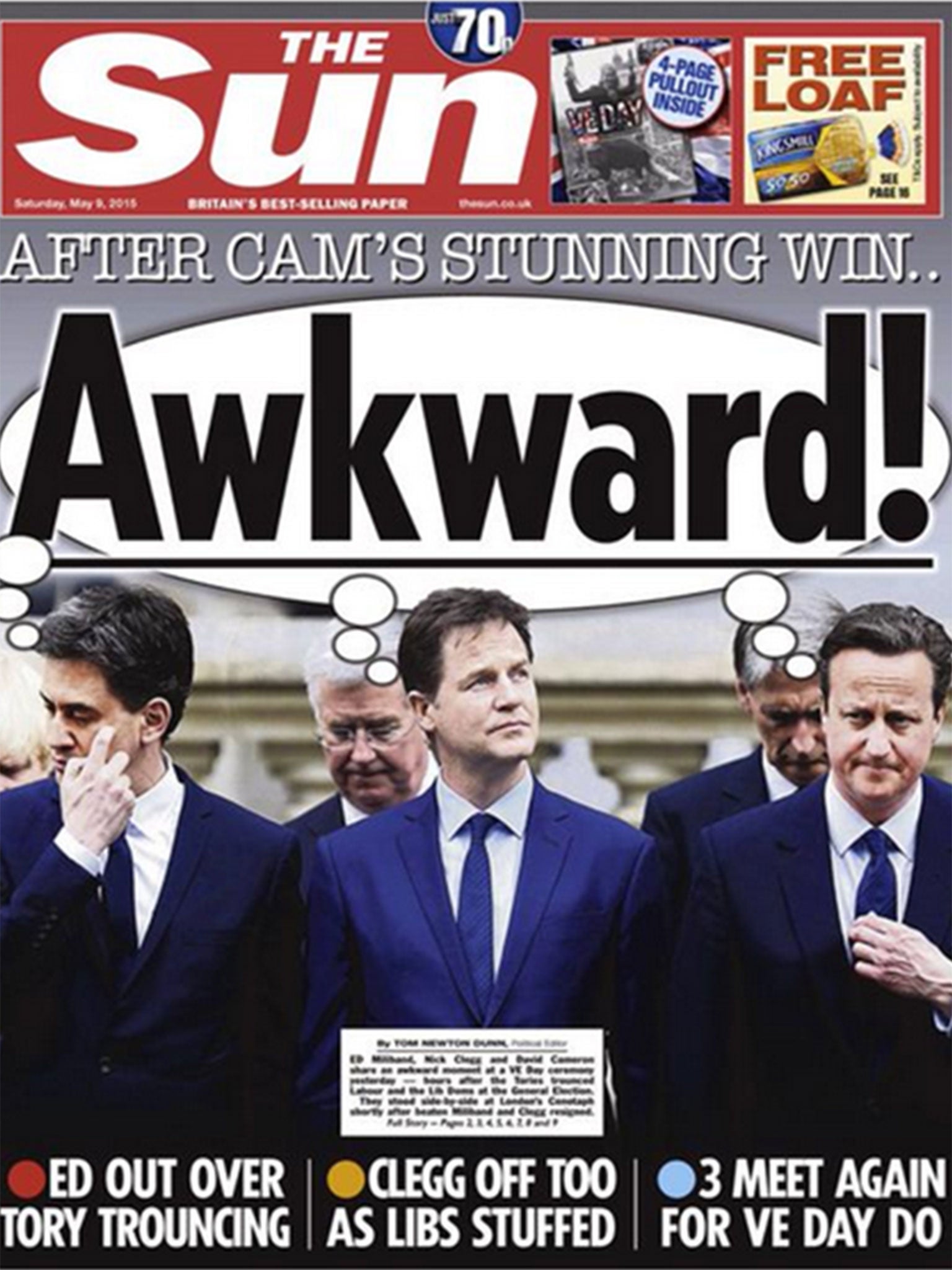 The Sun's front page after the general election