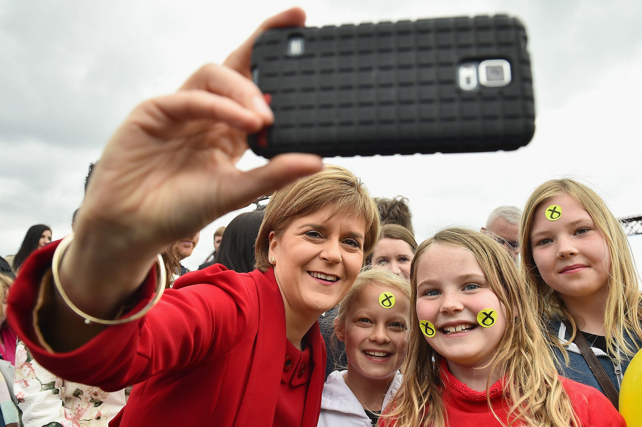 Sturgeon posed for selfies with young supporters