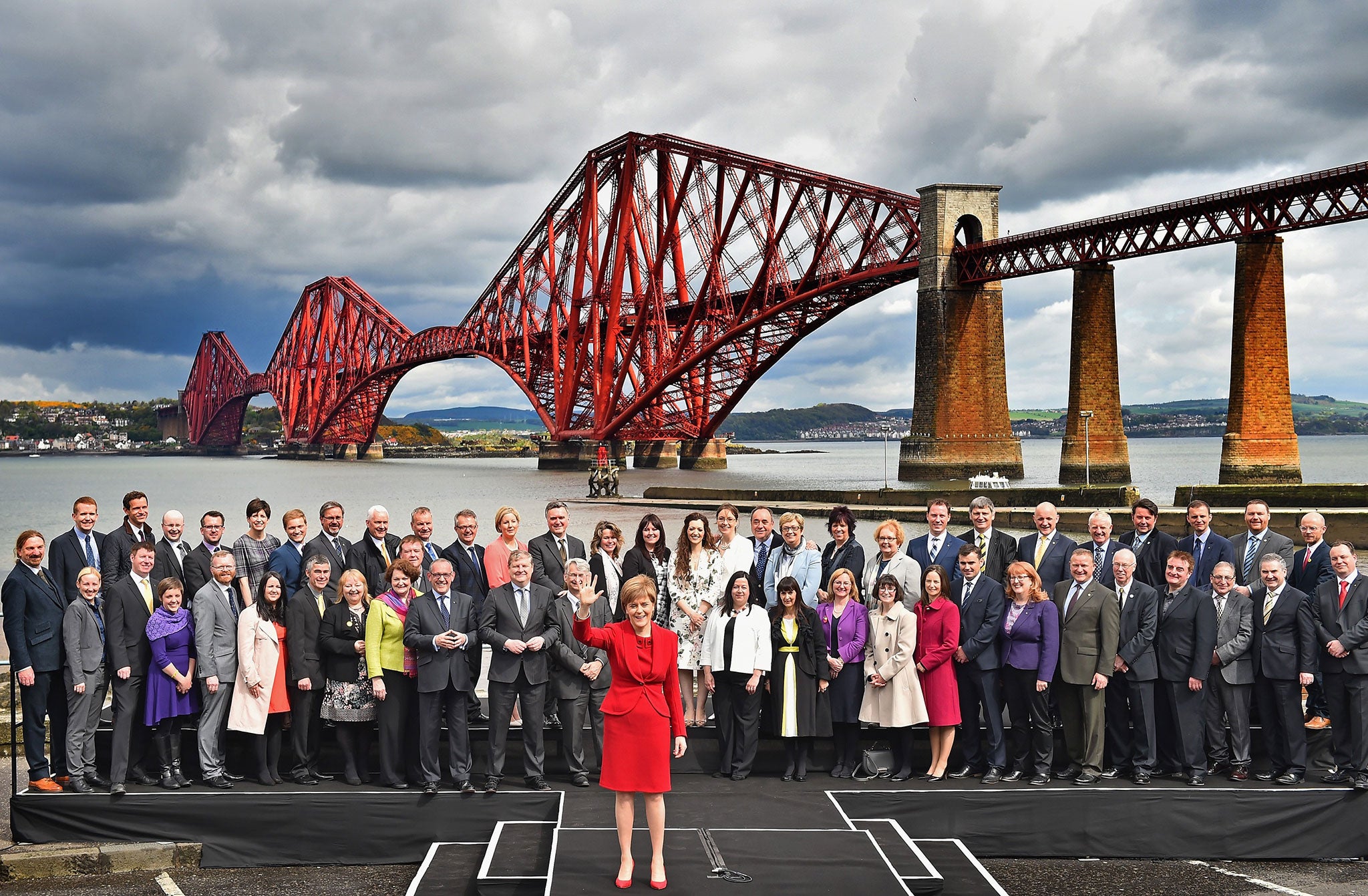 SNP leader Nicola Sturgeon with all 56 of her new MPs