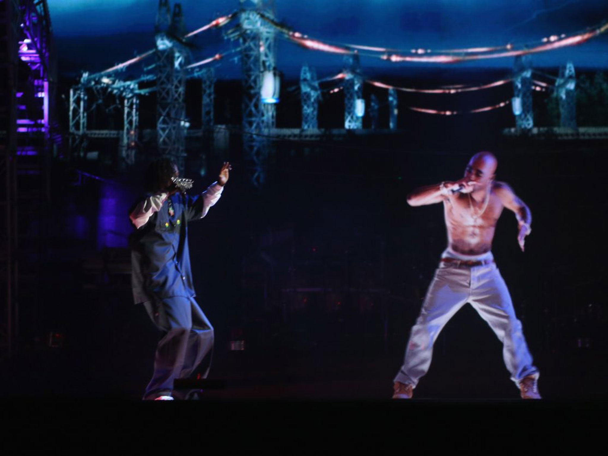 A hologram of Tupac Shakur performing with Snoop Dogg