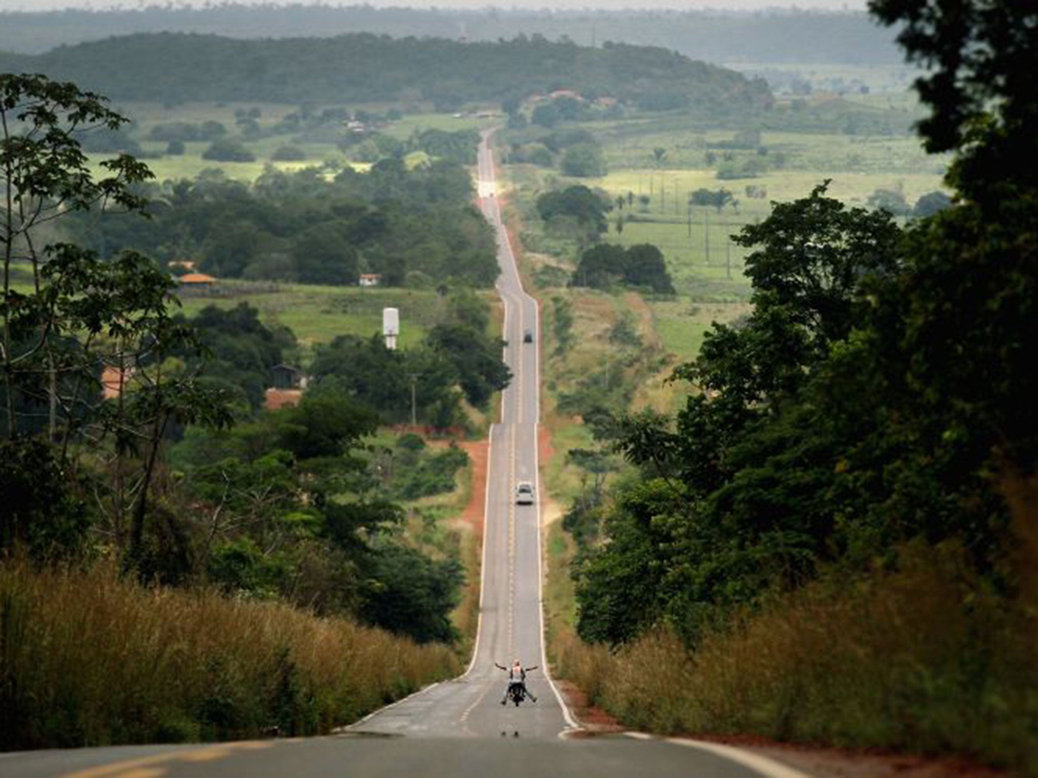 Deforested land along federal highway in Brazil