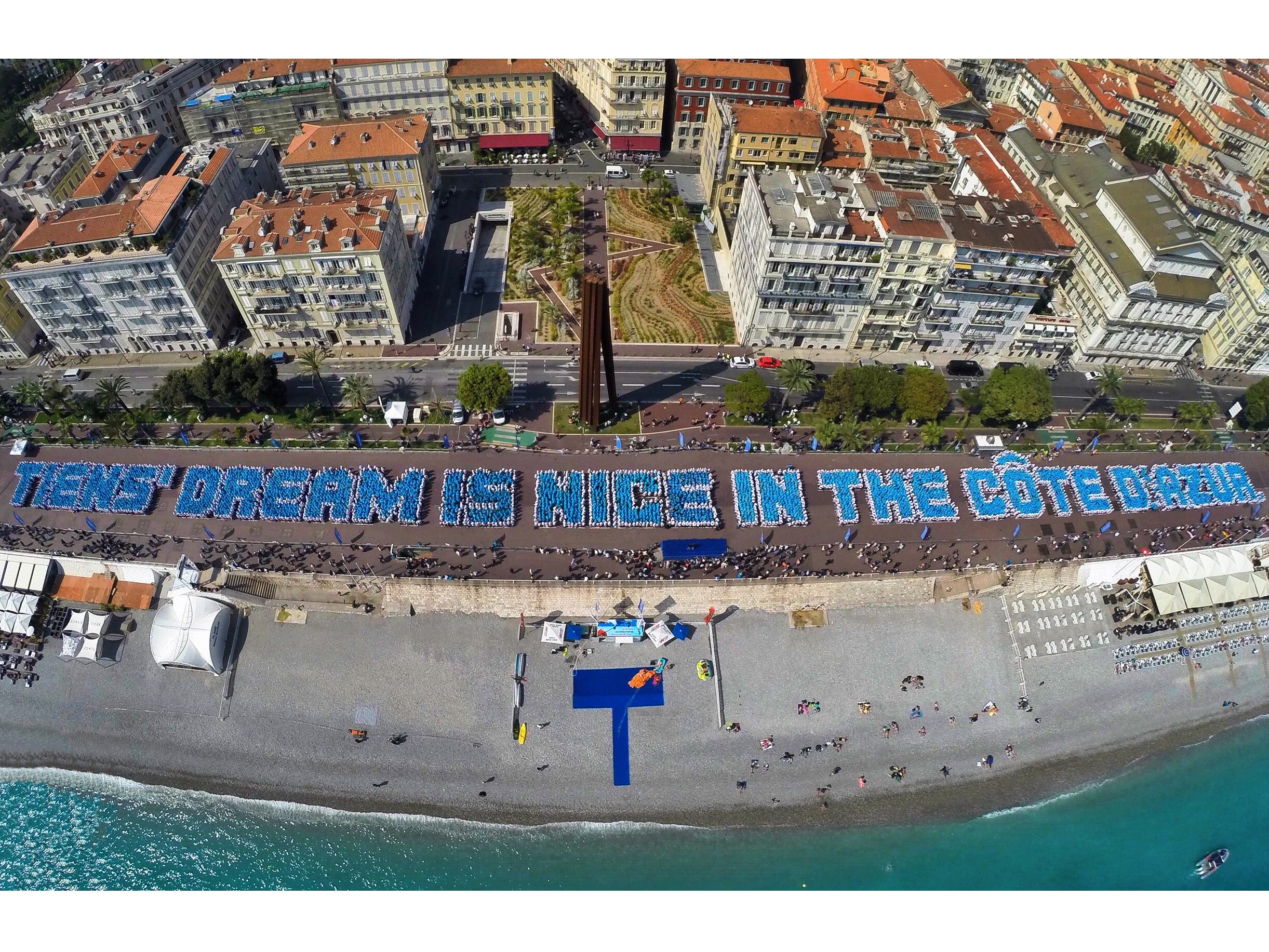 The employees formed the world's longest human phrase (AFP)