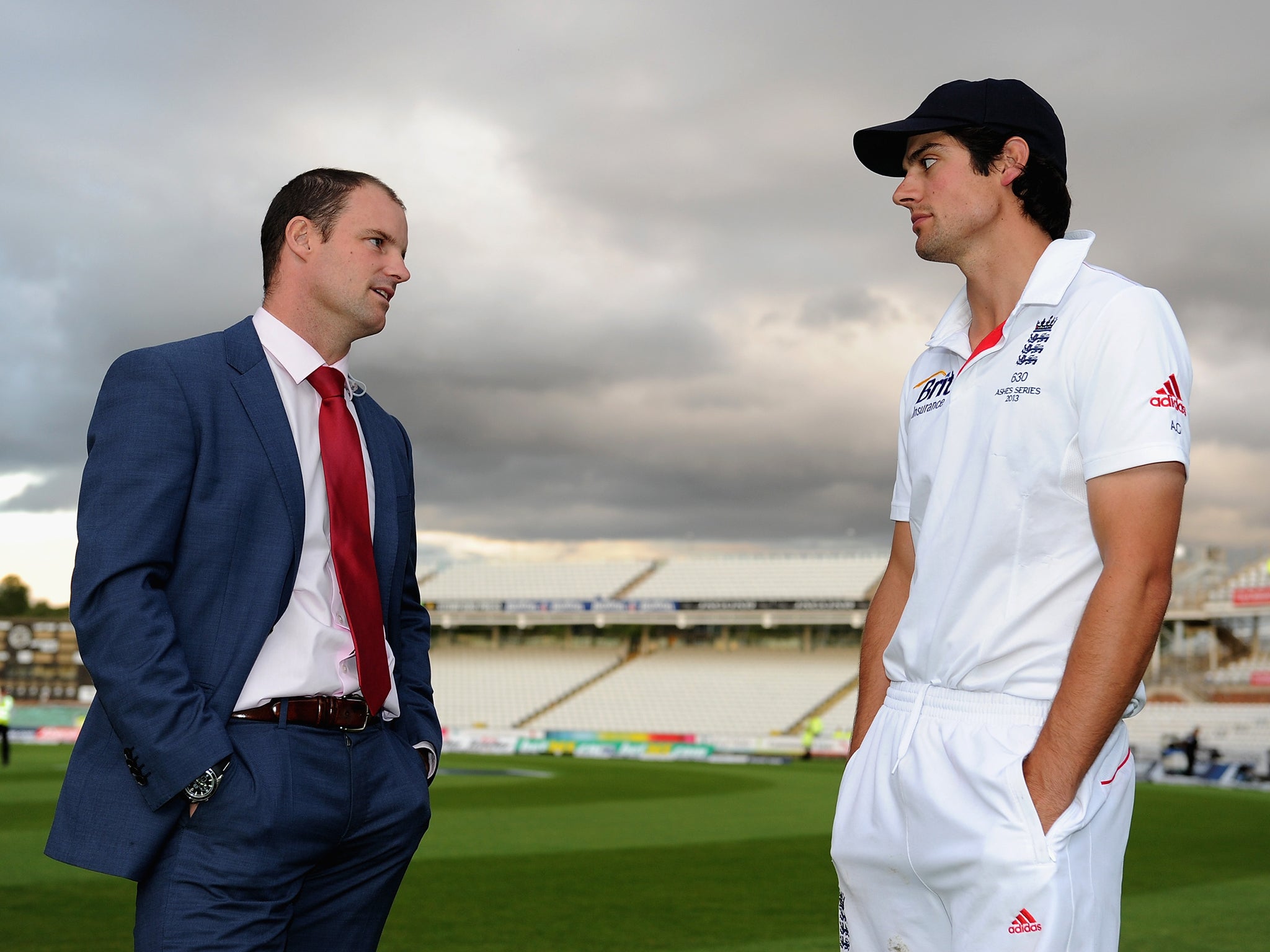 Alastair Cook speaks with Andrew Strauss
