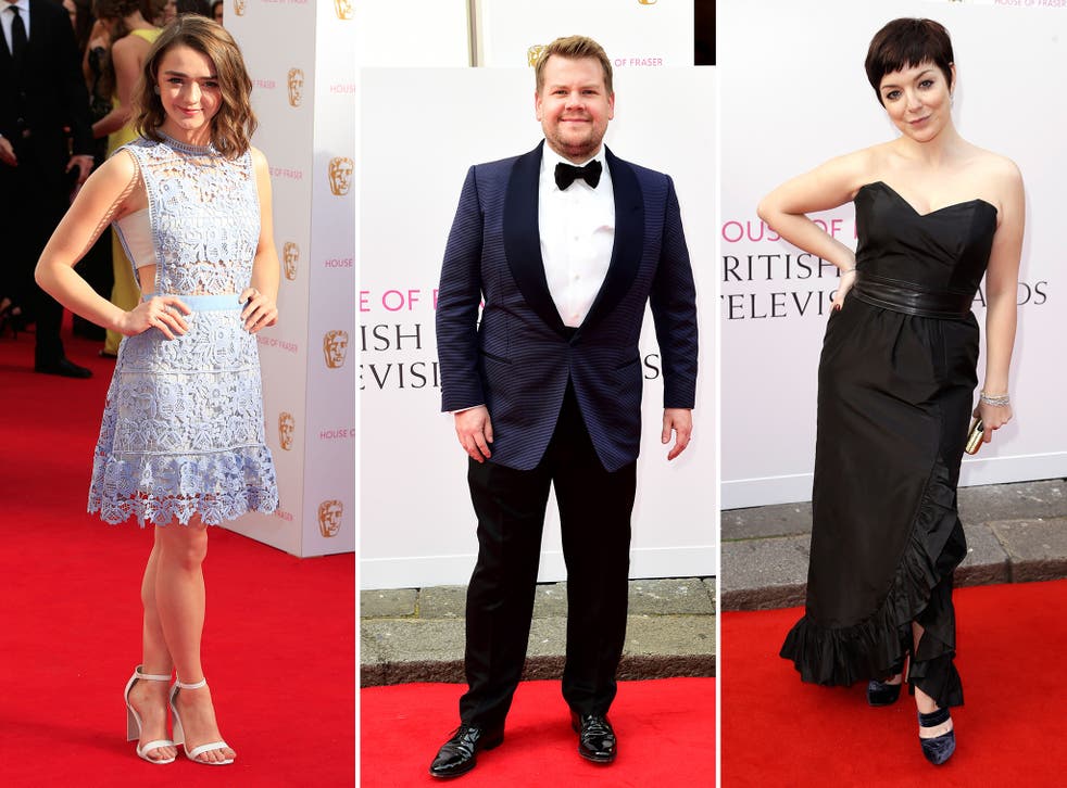Maisie Williams, James Corden and Sheridan Smith attend the BAFTA Television Awards 2015