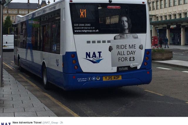 Sexist advertising:  The NAT Group's tweet promoting the new 'ride me all day' service 
