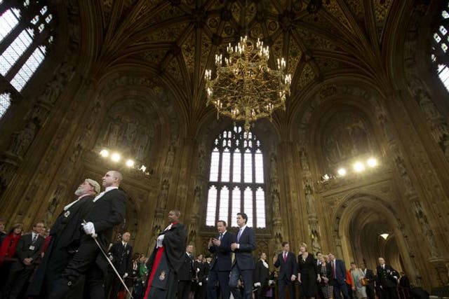 David Cameron leads the old cohort of MPs into Parliament in May 2013