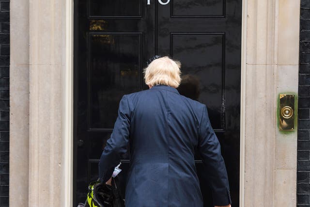 Boris Johnson arriving at No. 10