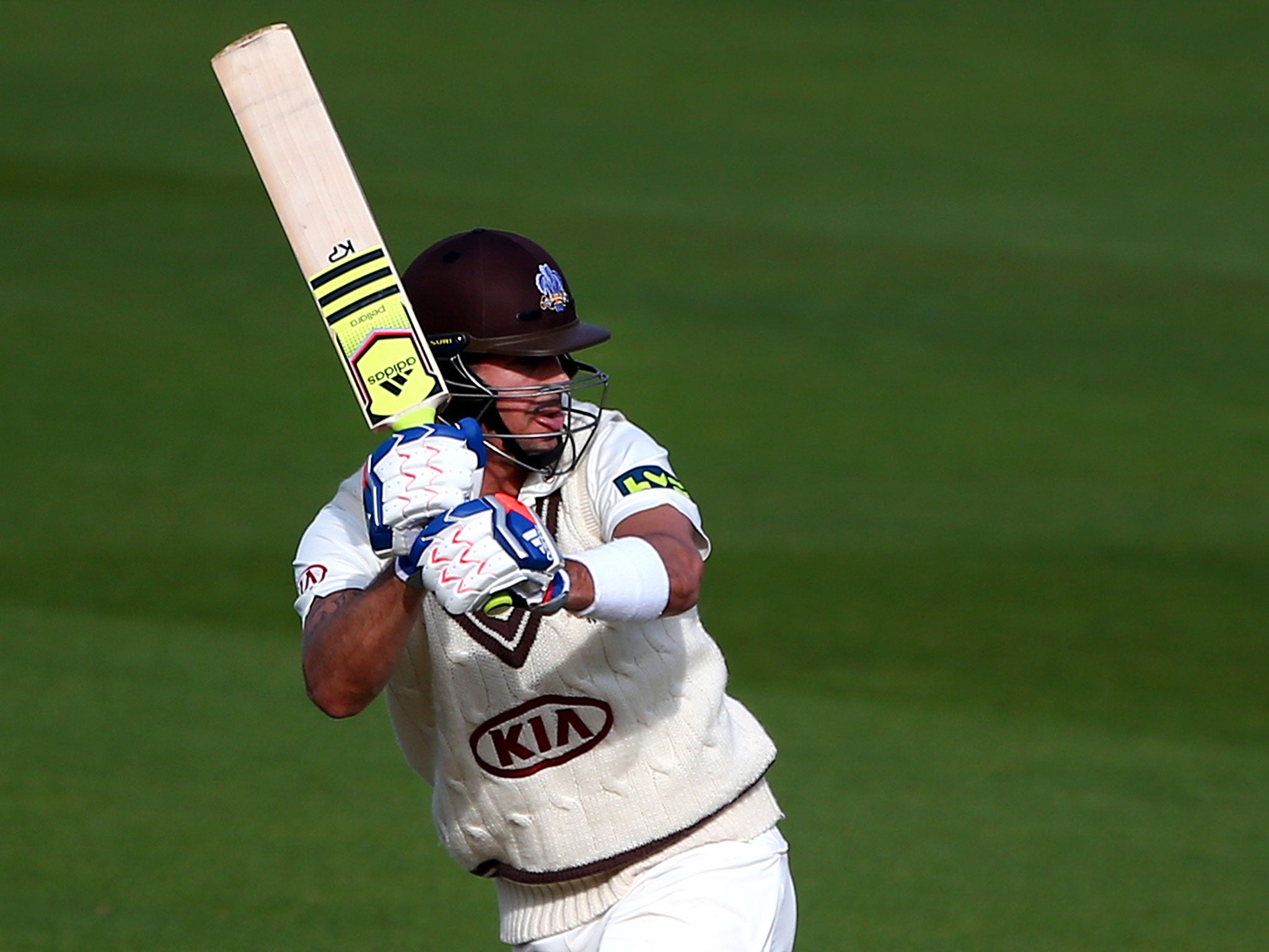 Kevin Pietersen on his way to a career-best triple century for Surrey against Leicestershire
