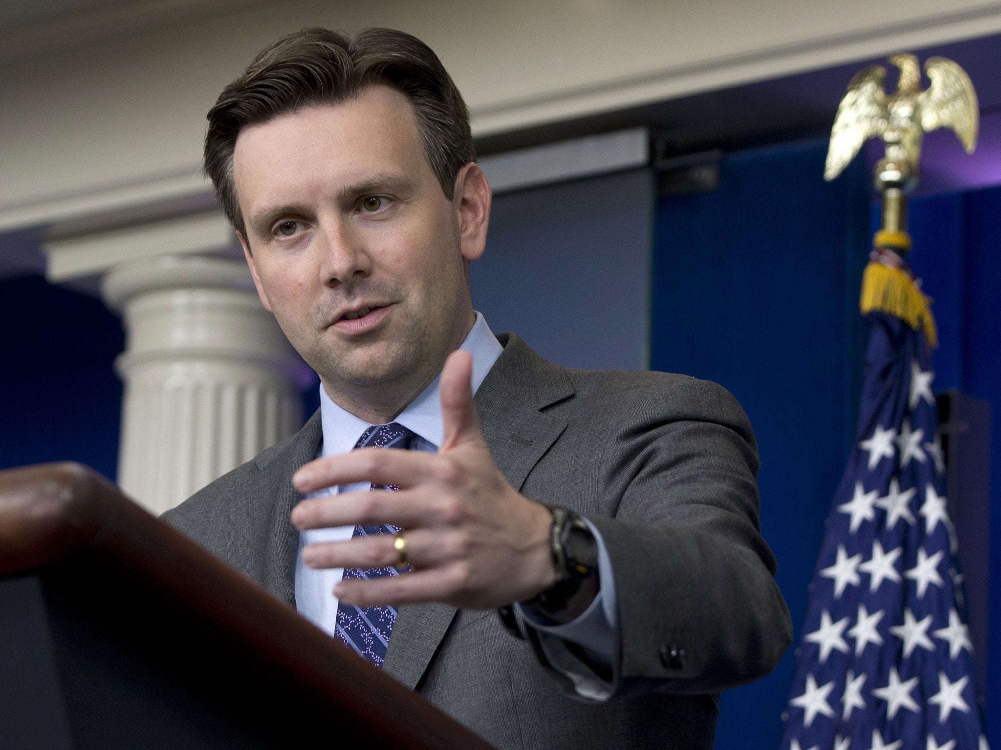 White House press secretary Josh Earnest speaks during the daily news briefing at the White House in Washington, Monday, 11 May (AP)