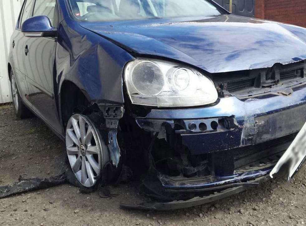 An image posted to Twitter by Humberside Police showed the damage to Lord Worsley's car