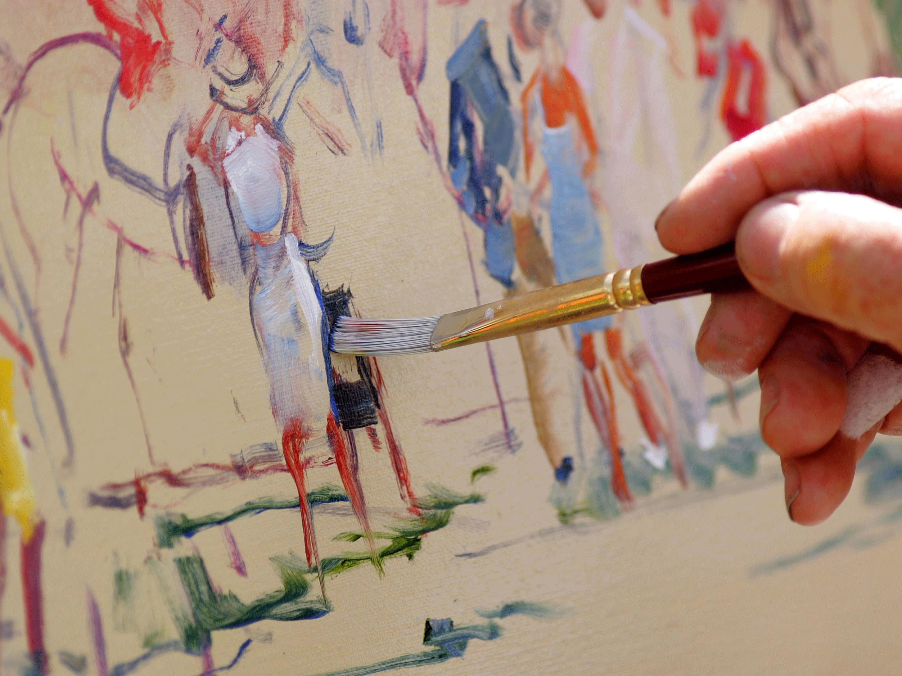 Artist Peter Williams paints a scene from the paddock during the 132nd Kentucky Derby on May 6, 2006 at Churchill Downs in Louisville, Kentucky. (Photo by Jamie Squire/Getty Images)