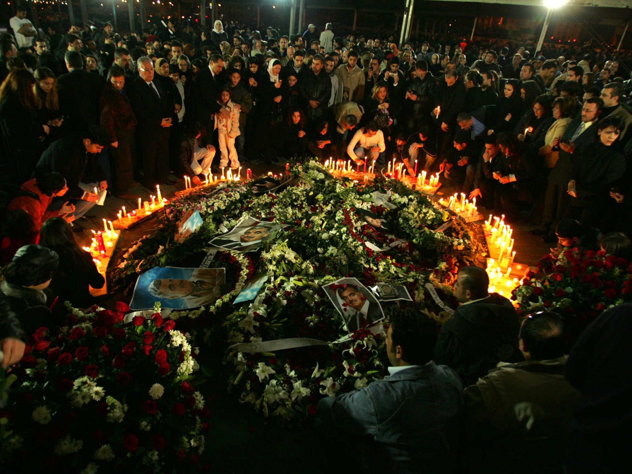 The grave of the murdered former Prime Minister Rafiq Hariri, killed by a car bomb in 2005, which attracted frenzied crowds