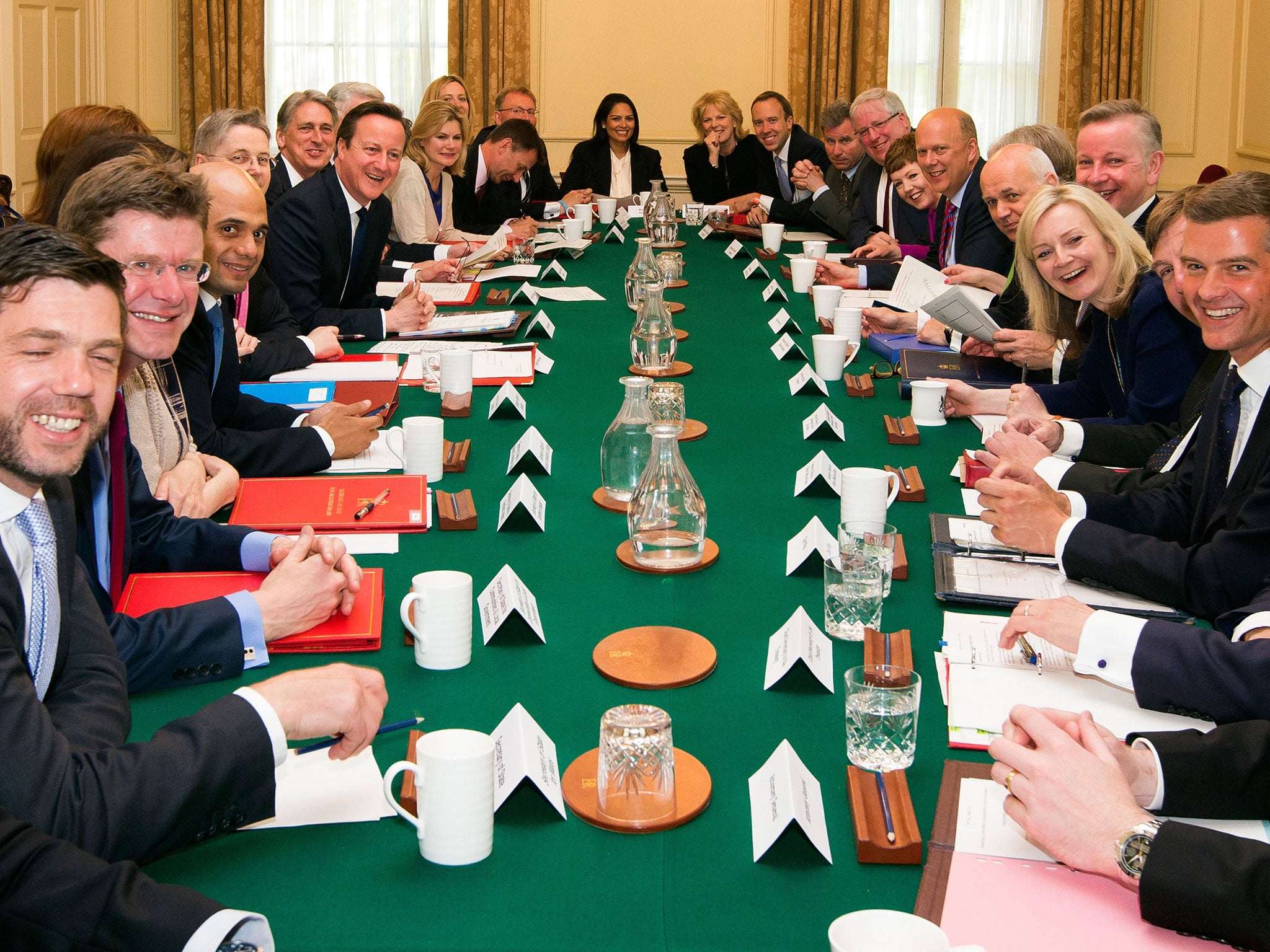 David Cameron hosts the first Cabinet meeting of his new Government in Downing Street
