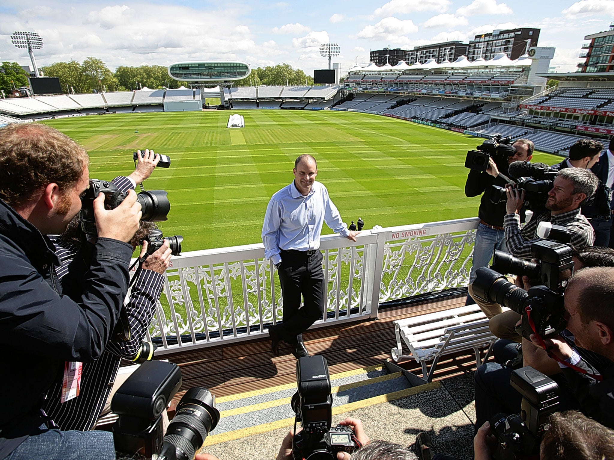 Andrew Strauss at Lord’s on Tuesday at his unveiling as the new director of the England team