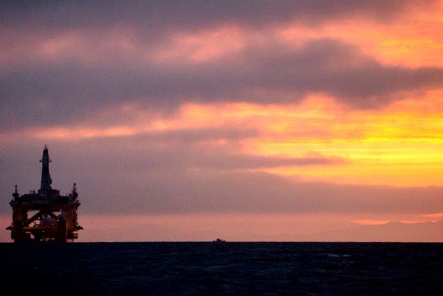 A drilling rig arrives in Port Angeles, Washington, last month, ready to be towed to the Arctic