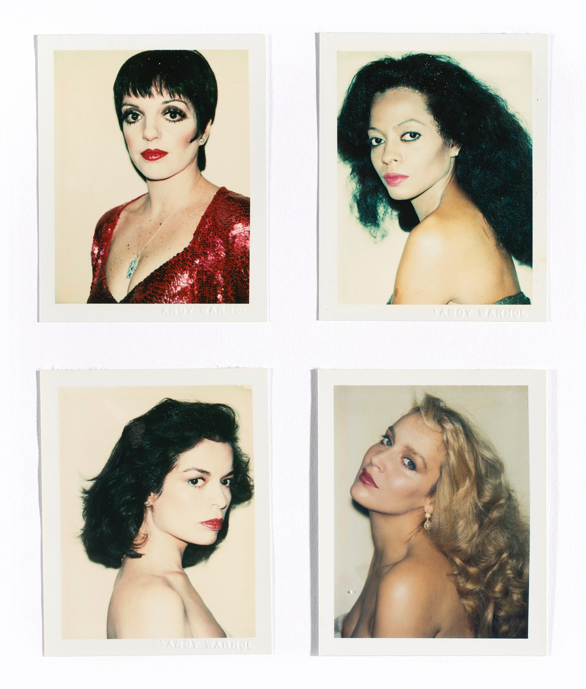 Portraits of Liza Minnelli, Diana Ross and Mick Jagger’s ex-wives Jerry Hall and Bianca Jagger by Andy Warhol