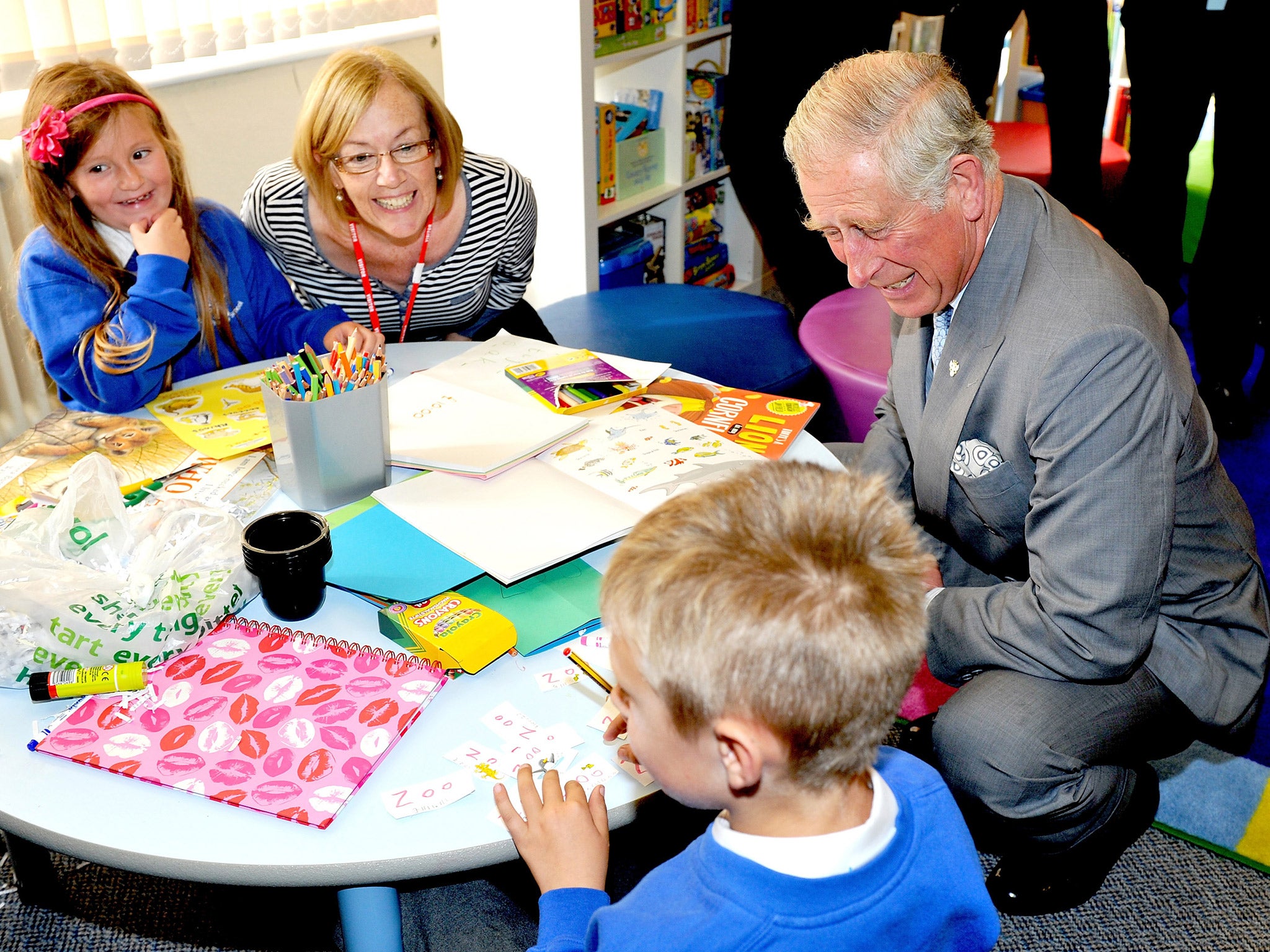 The Prince of Wales visiting a primary school last year