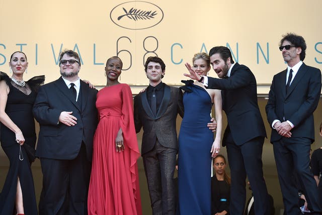 Jury members, from left: Spanish actress Rossy de Palma, Mexican director Guillermo del Toro, Malian singer/songwriter Rokia Traore, Canadian director Xavier Dolan, British actress Sienna Miller, US actor Jake Gyllenhaal and US director and President of t