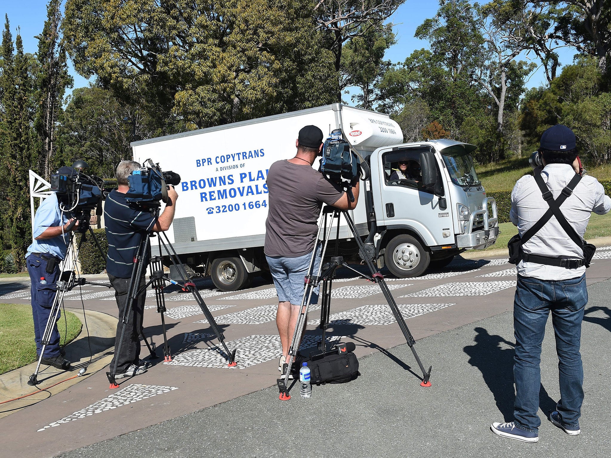 Media are seen filming vehicle arrival and departures outside US Actor Johnny Depp's rented residence in Coomera on the Gold Coast, Australia