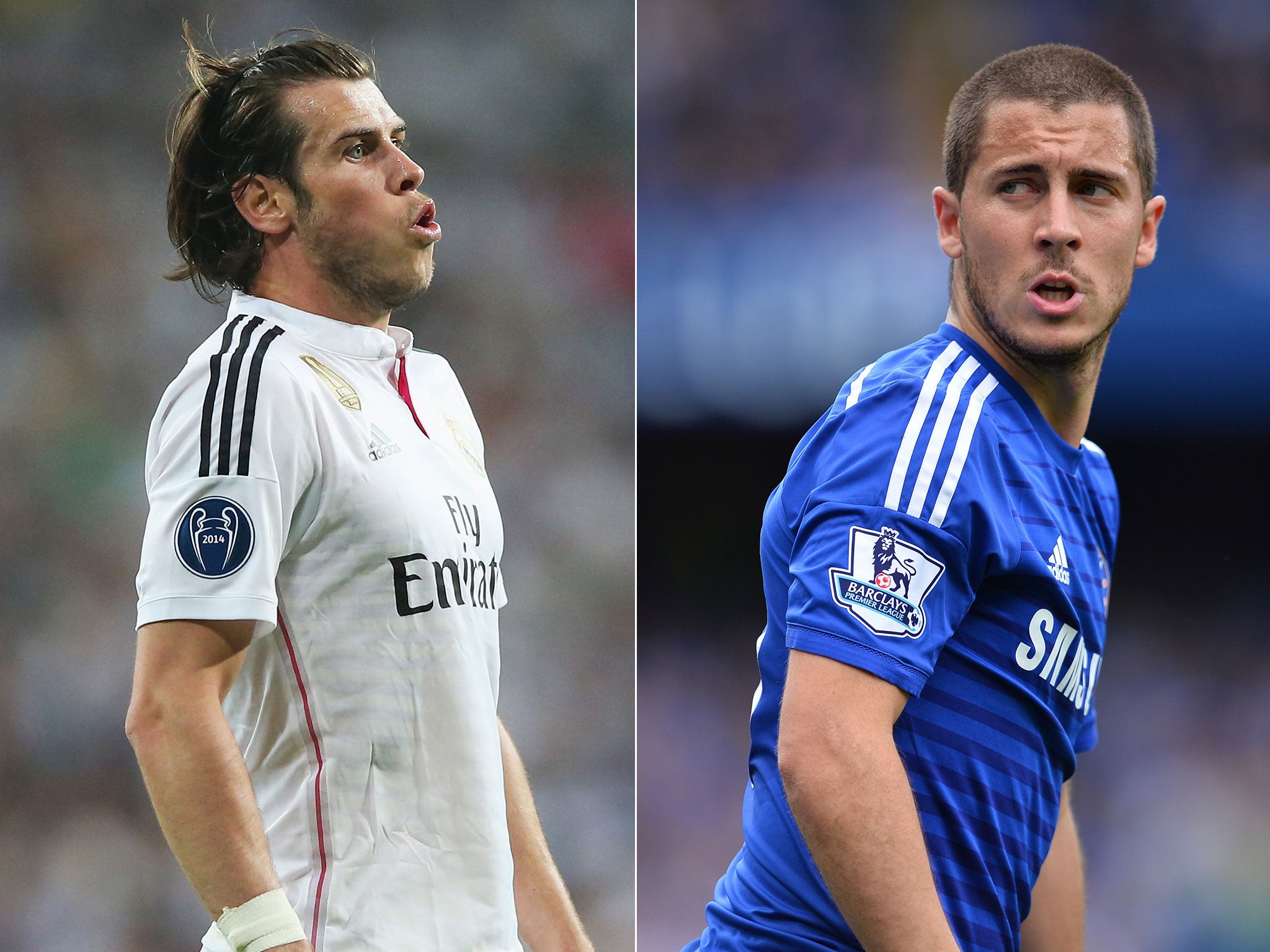 Real Madrid's Gareth Bale (left) and Chelsea's Eden Hazard