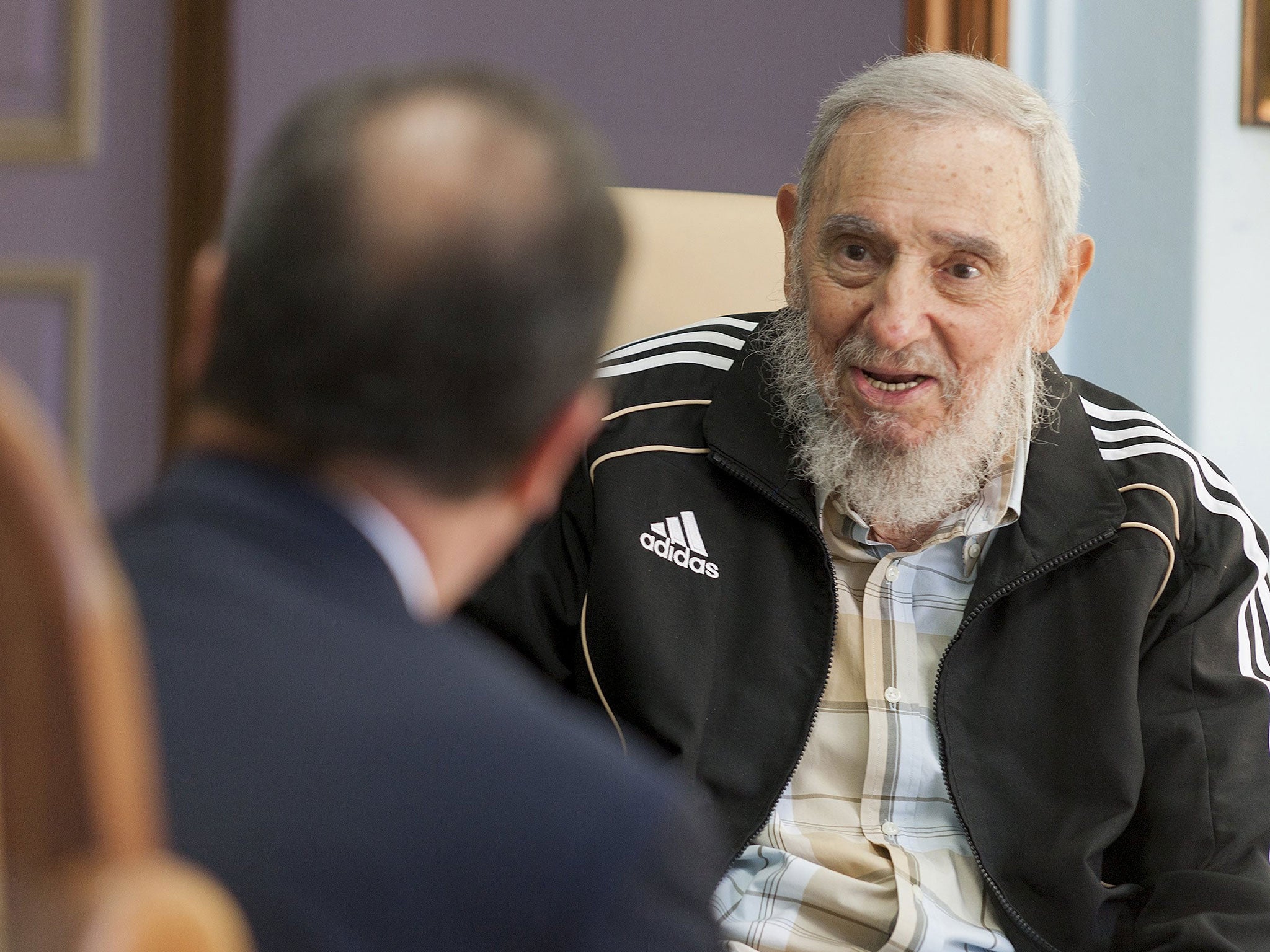 Fidel Castro, 88, during his meeting with President Francois Hollande on 11 May, 2015