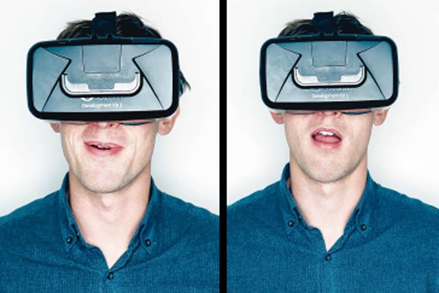 Oscar Quine wearing the Oculus Rift headset