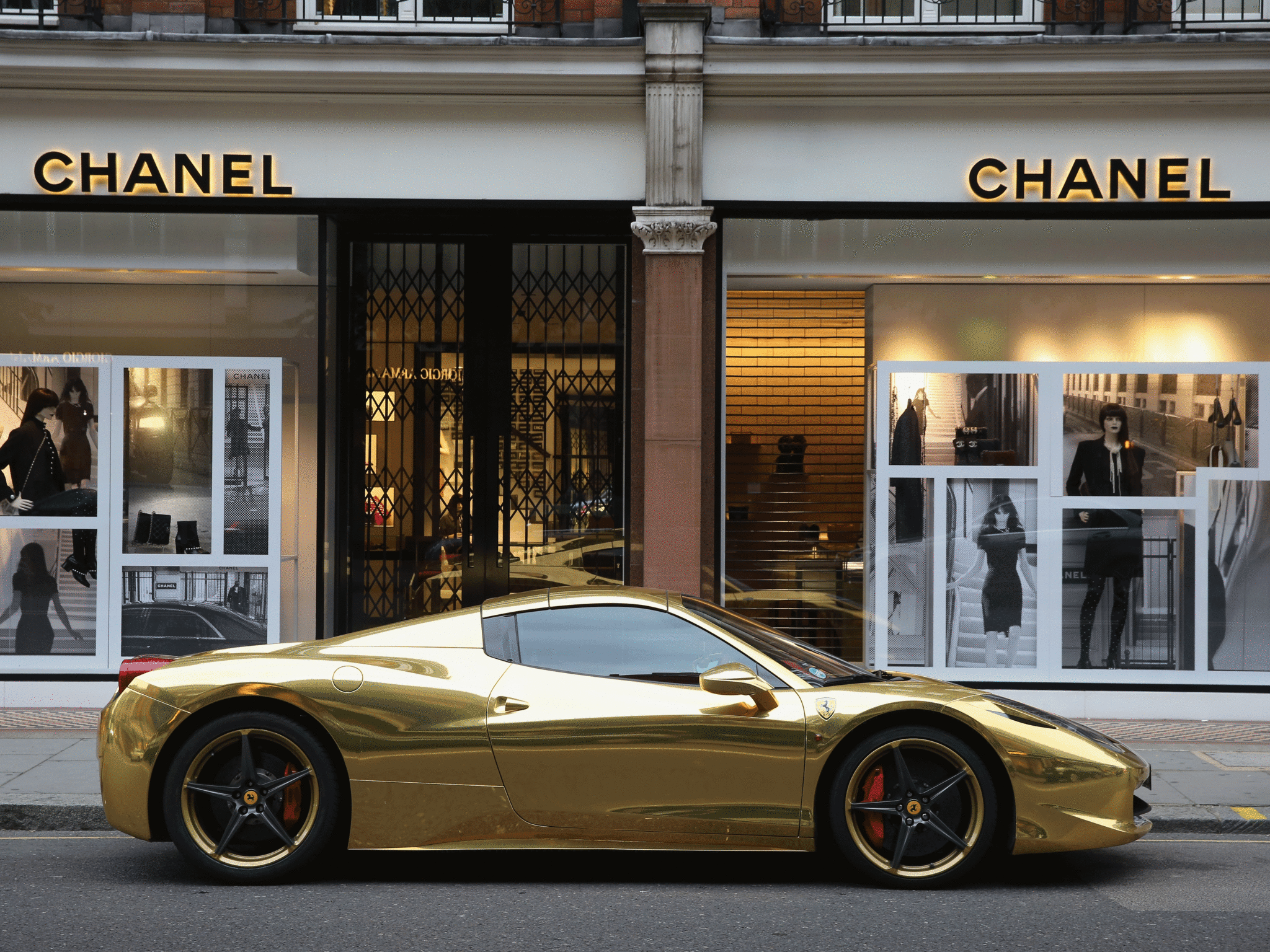A gold Ferrari parked on Sloane Street in London, where 18 per cent of properties are second homes
