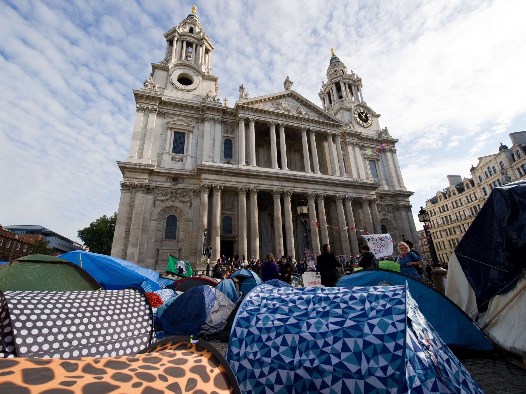 Occupy activists take over the area in front of St Paul's Cathedral, London, 2011