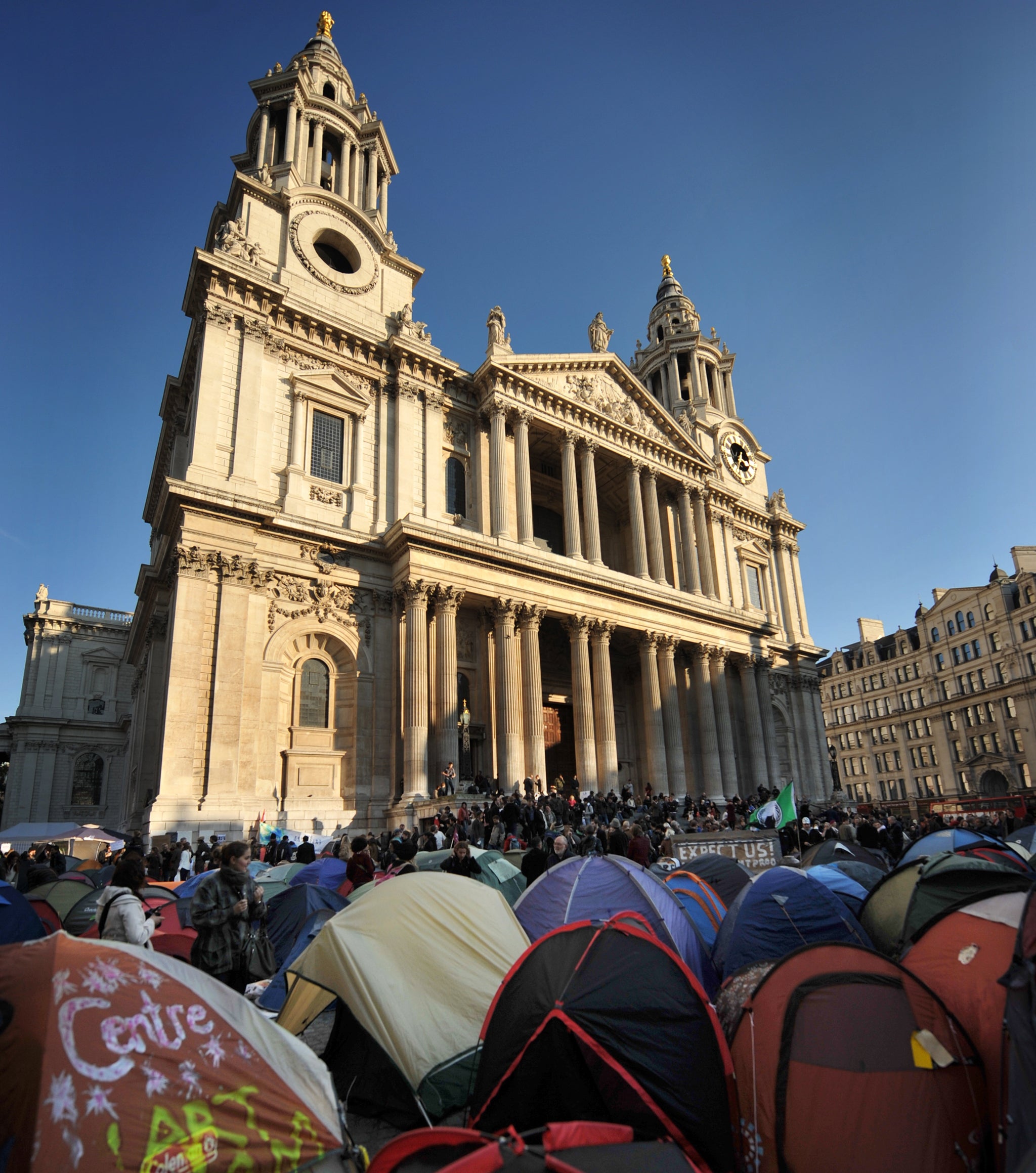 Occupy activists take over the area in front of St Paul's Cathedral, London, 2011