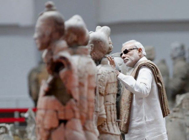 Between state talks, Narendra Modi was given a cultural tour of China, including seeing the Terracotta Army