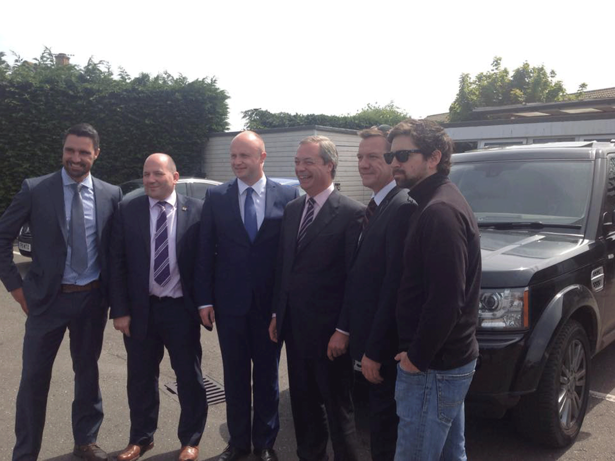 'Edward Johnson' stands far right with Nigel Farage in a group shot