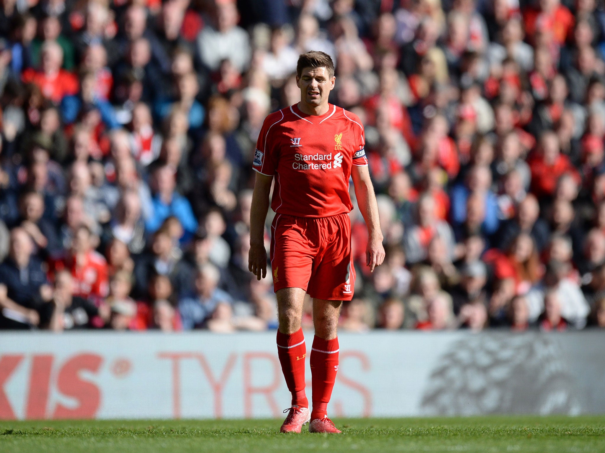 Steven Gerrard during his final appearance at Anfield