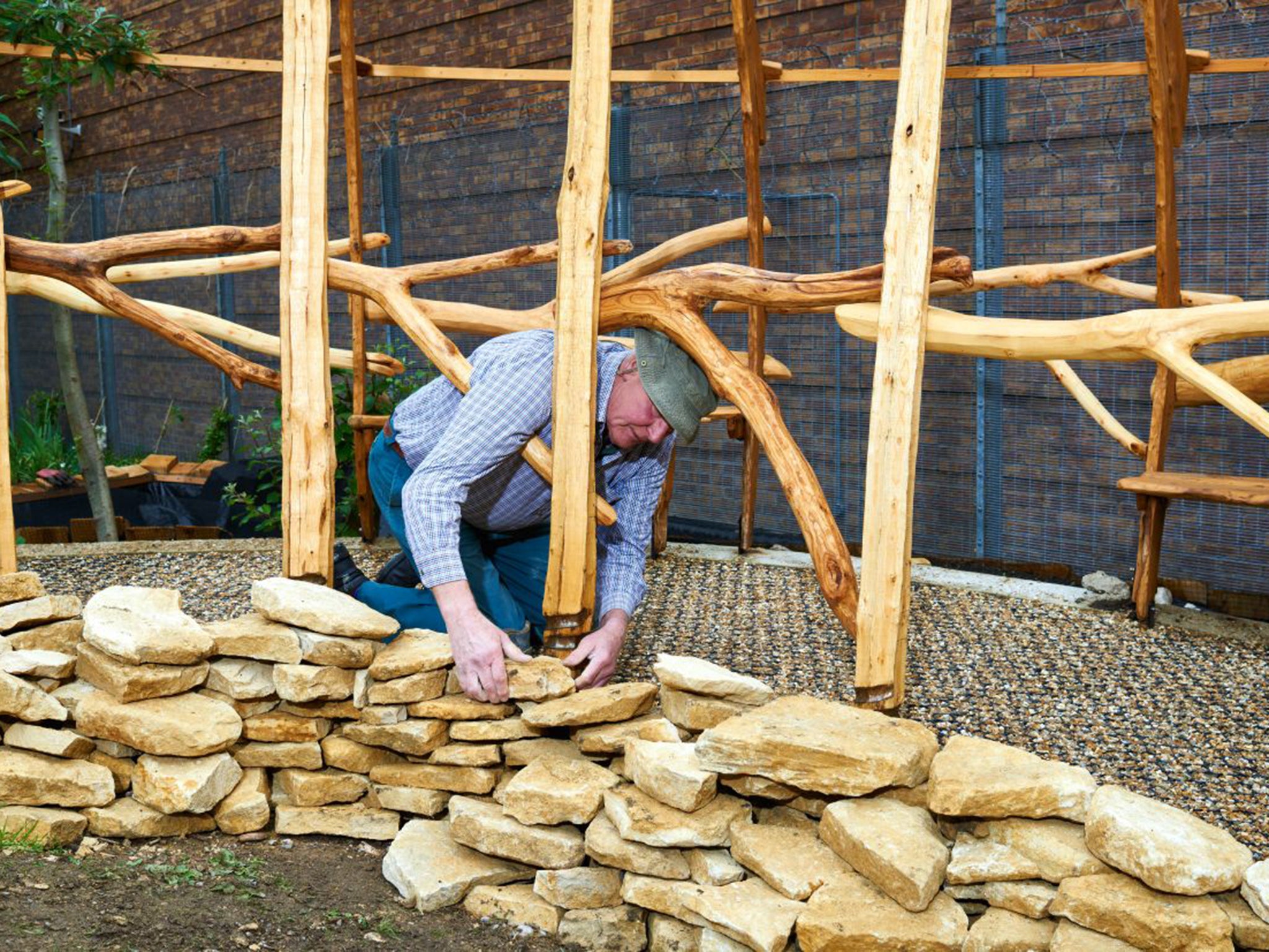 Dry stone walls are composed of two walls of interlocking slabs gently sloping towards each other and infilled with smaller stones