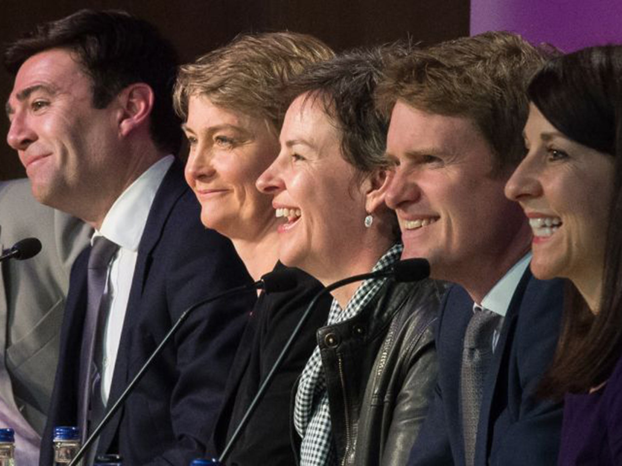 Left to right: Andy Burnham, Yvette Cooper, Mary Creagh, Tristram Hunt and Liz Kendall